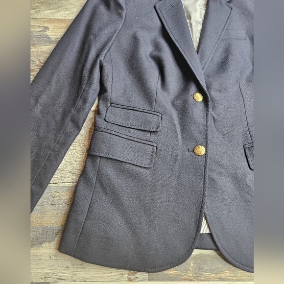 J. Crew Schoolboy Blazer Navy Blue with Gold Buttons Size 2 Tall - Picture 6 of 15